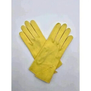 Vtg Wear Right Women's Size 6.5 Yellow Suede Gloves